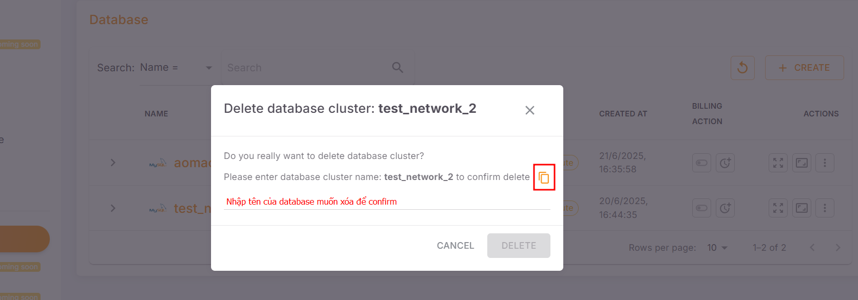 Delete DB